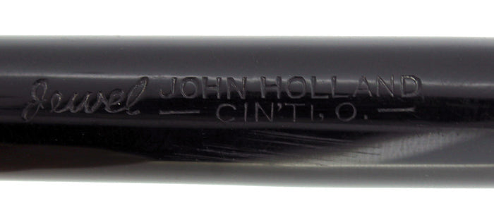 1920S JOHN HOLLAND JEWEL BLACK W/ORANGE ENDS STANDARD SIZE FOUNTAIN PEN RESTORED OFFERED BY ANTIQUE DIGGER