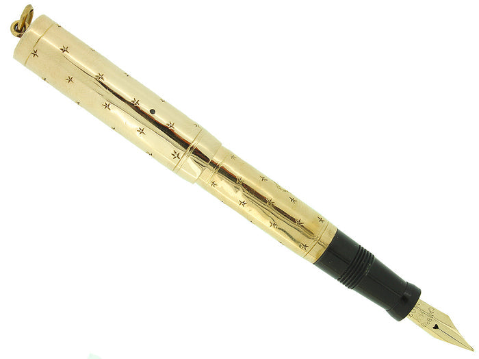 1920s LADIES RINGTOP GOLD FILLED STARS AND RIBBON CAMBRIDGE 14K NIB RESTORED OFFERED BY ANTIQUE DIGGER