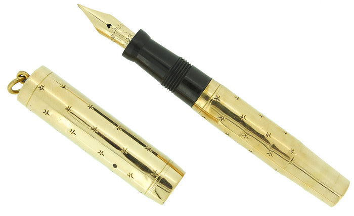 1920s LADIES RINGTOP GOLD FILLED STARS AND RIBBON CAMBRIDGE 14K NIB RESTORED OFFERED BY ANTIQUE DIGGER