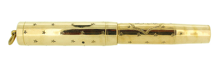1920s LADIES RINGTOP GOLD FILLED STARS AND RIBBON CAMBRIDGE 14K NIB RESTORED OFFERED BY ANTIQUE DIGGER