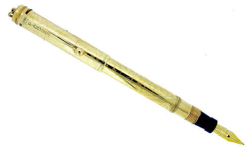 1920s PARKER LUCKY CURVE #98 OVERLAY FLORAL ETCHED FOUNTAIN PEN RESTORED OFFERED BY ANTIQUE DIGGER