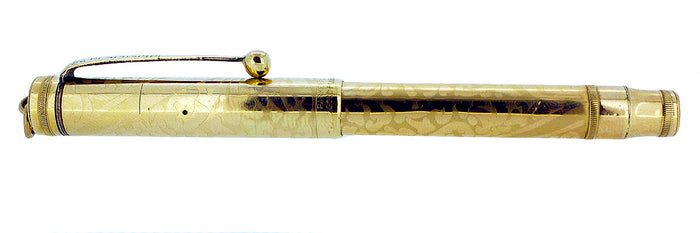 1920s PARKER LUCKY CURVE #98 OVERLAY FLORAL ETCHED FOUNTAIN PEN RESTORED OFFERED BY ANTIQUE DIGGER