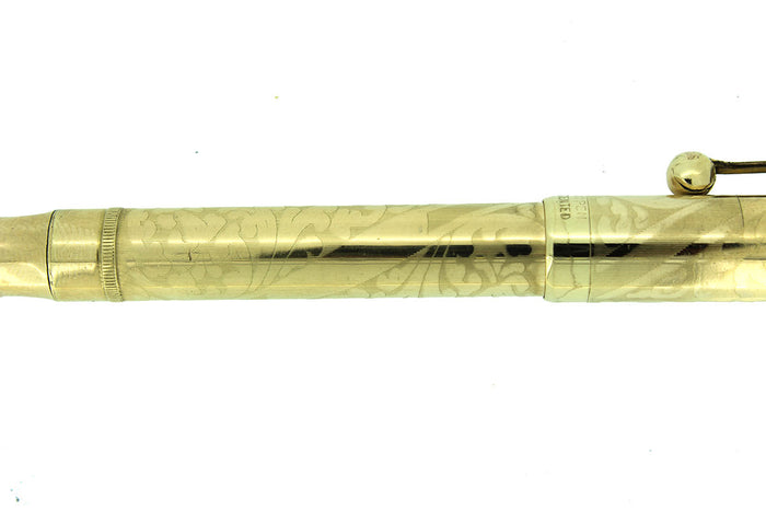 1920s PARKER LUCKY CURVE #98 OVERLAY FLORAL ETCHED FOUNTAIN PEN RESTORED OFFERED BY ANTIQUE DIGGER