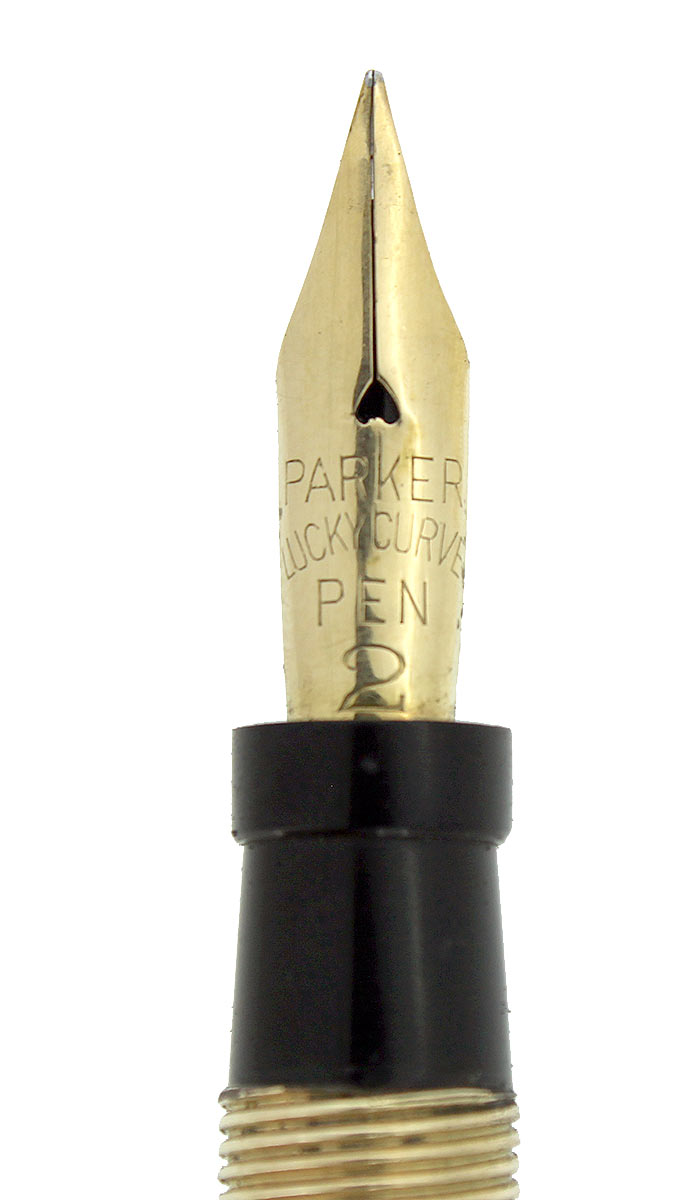 1920s PARKER LUCKY CURVE #98 OVERLAY FLORAL ETCHED FOUNTAIN PEN RESTORED OFFERED BY ANTIQUE DIGGER