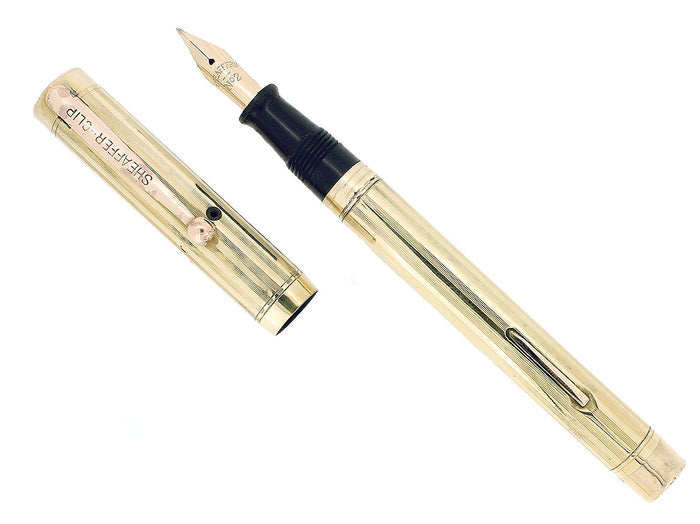 1920S SHEAFFER #2 GOLD FILLED FLAT TOP 14K F-BBB+ FLEX NIB FOUNTAIN PEN RESTORED OFFERED BY ANTIQUE DIGGER