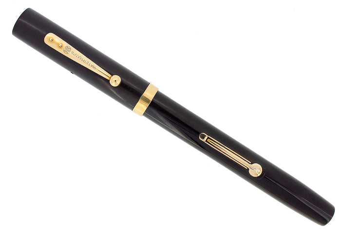 1920S WATERMAN #52 BLACK SMOOTH HARD RUBBER FOUNTAIN PEN RESTORED OFFERED BY ANTIQUE DIGGER