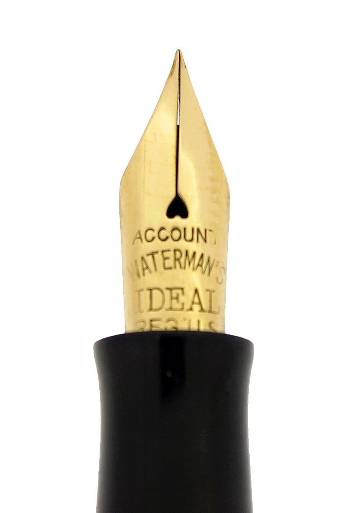 1920S WATERMAN #52 BLACK SMOOTH HARD RUBBER FOUNTAIN PEN RESTORED OFFERED BY ANTIQUE DIGGER