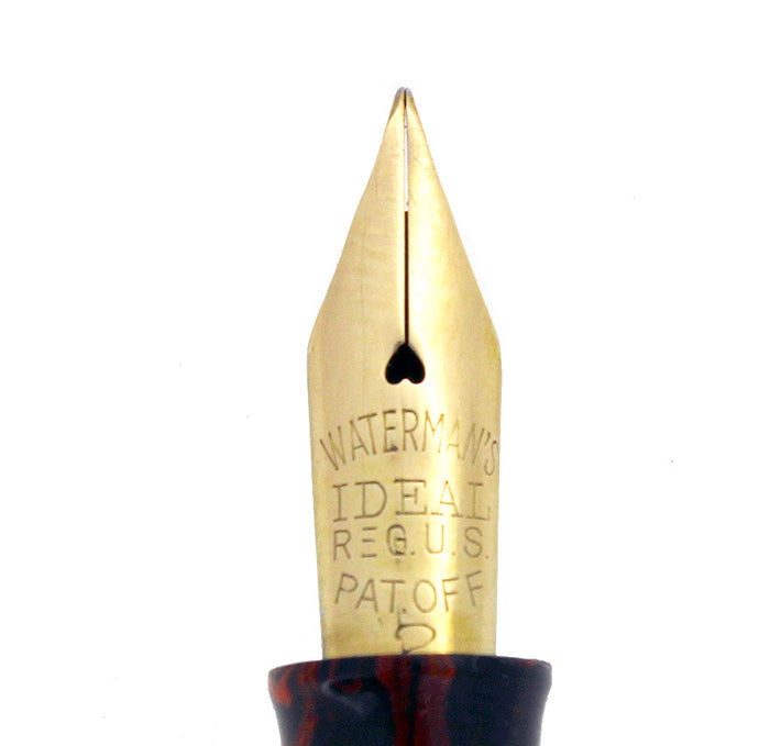 1920S WATERMAN 52 RED RIPPLE FOUNTAIN PEN XF TO BBB+ FLEX NIB RESTORED OFFERED BY ANTIQUE DIGGER