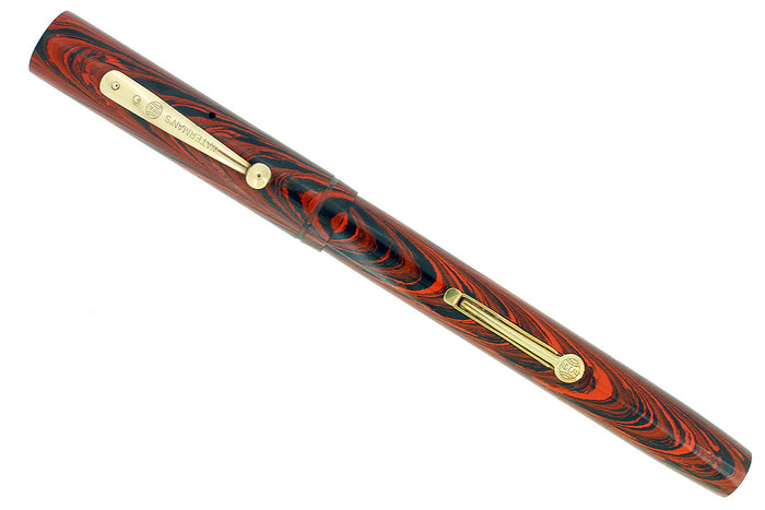 1920S WATERMAN 52 RED RIPPLE FOUNTAIN PEN XF TO BBB+ FLEXIBLE NIB RESTORED OFFERED BY ANTIQUE DIGGER