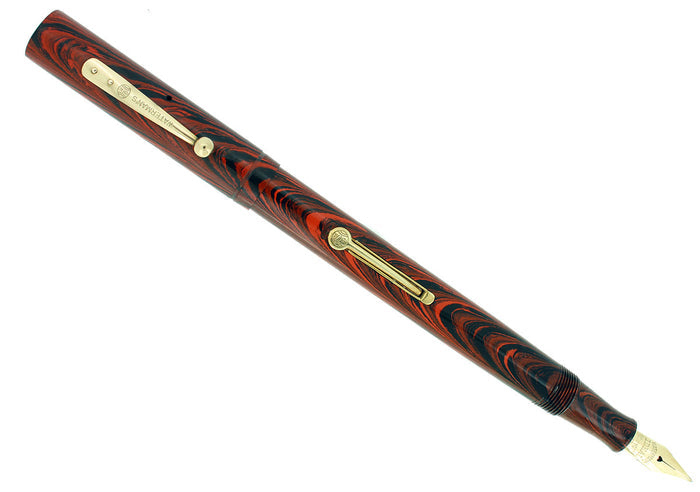 1920S WATERMAN 52 RED RIPPLE FOUNTAIN PEN XF TO BBB+ FLEXIBLE NIB RESTORED OFFERED BY ANTIQUE DIGGER