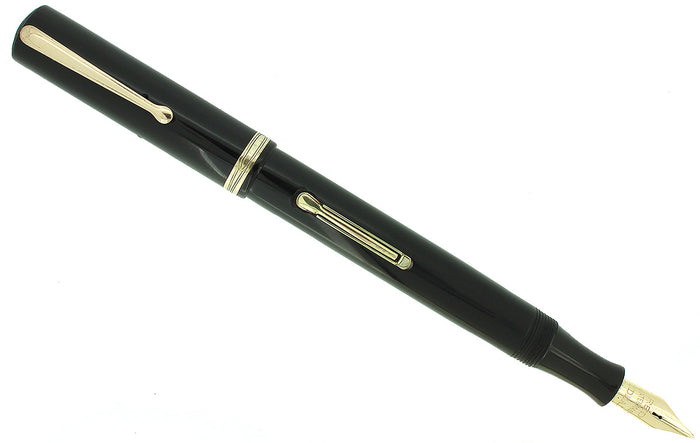 1930 WATERMAN #5 BLACK CELLULOID RED KEYHOLE F-BB NIB FOUNTAIN PEN RESTORED OFFERED BY ANTIQUE DIGGER