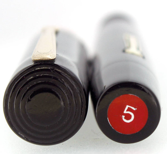 1930 WATERMAN #5 BLACK CELLULOID RED KEYHOLE F-BB NIB FOUNTAIN PEN RESTORED OFFERED BY ANTIQUE DIGGER