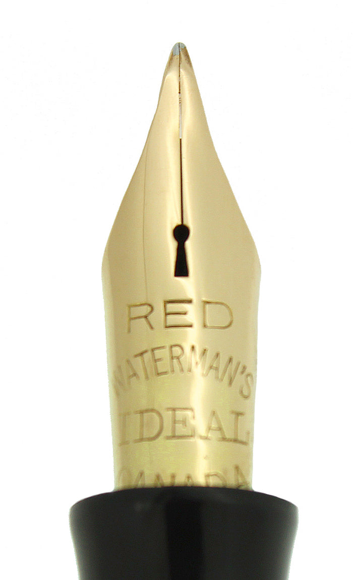 1930 WATERMAN #5 BLACK CELLULOID RED KEYHOLE F-BB NIB FOUNTAIN PEN RESTORED OFFERED BY ANTIQUE DIGGER