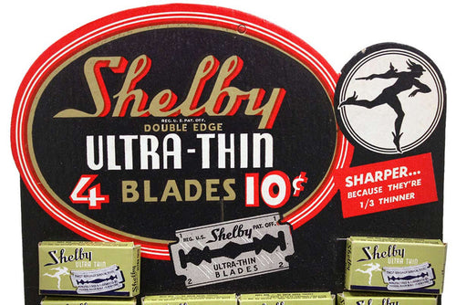 1930s ART DECO SHELBY RAZOR BLADE STORE COUNTERTOP ADVERTISING DISPLAY MINT NOS OFFERED BY ANTIQUE DIGGER