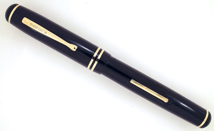 1930s CARTER'S JET BLACK CELLULOID FOUNTAIN PEN WITH M to BBB FLEXIBLE NIB IN RESTORED CONDITION OFFERED BY ANTIQUE DIGGER