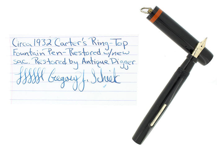 1930s CARTER'S RINGTOP FOUNTAIN PEN SUPERWEAR NIB RESTORED OFFERED BY ANTIQUE DIGGER