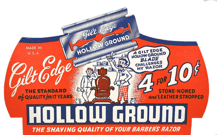 1930s CUPPLES CO GILT EDGE HOLLOW GROUND RAZOR BLADE ADVERTISING DISPLAY MINT NEW OLD STOCK OFFERED BY ANTIQUE DIGGER