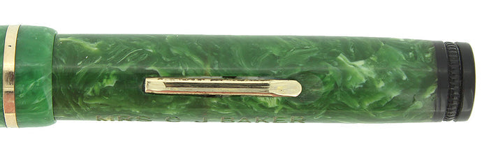 1930s GOLD BOND STONITE JADE RINGTOP FOUNTAIN PEN SMOOTH NIB RESTORED OFFERED BY ANTIQUE DIGGER