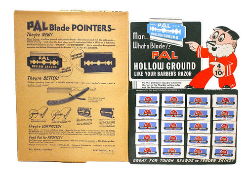 1930s PAL HOLLOW GROUND RAZOR BLADE STORE COUNTERTOP ADVERTISING DISPLAY MINT OFFERED BY ANTIQUE DIGGER