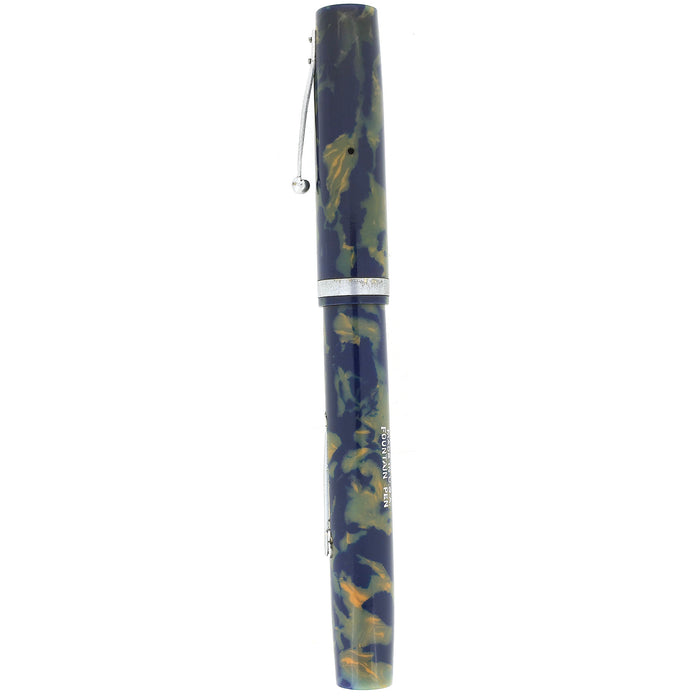 1933 WATERMAN 32 BLUE & CREAM CELLULOID 14K SEMI-FLEX NIB FOUNTAIN PEN RESTORED OFFERED BY ANTIQUE DIGGER