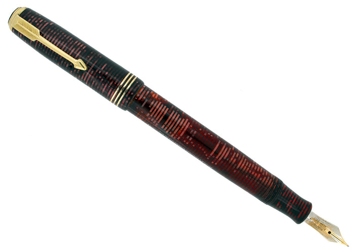 1934 PARKER BURGUNDY PEARL DOUBLE JEWEL VACUMATIC STANDARD SIZE FOUNTAIN PEN IN RESTORED CONDITION OFFERED BY ANTIQUE DIGGER