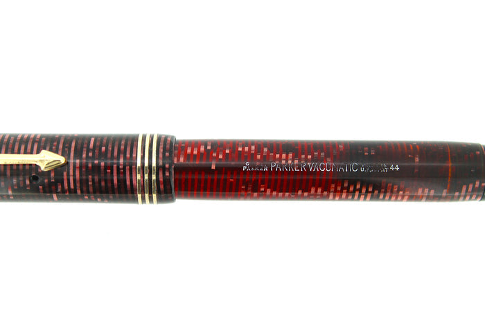 1934 PARKER BURGUNDY PEARL DOUBLE JEWEL VACUMATIC STANDARD SIZE FOUNTAIN PEN IN RESTORED CONDITION OFFERED BY ANTIQUE DIGGER