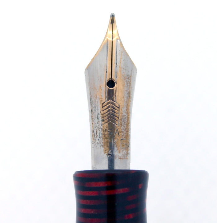 1934 PARKER BURGUNDY PEARL DOUBLE JEWEL VACUMATIC STANDARD SIZE FOUNTAIN PEN IN RESTORED CONDITION OFFERED BY ANTIQUE DIGGER