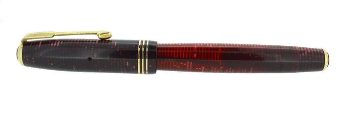 1934 PARKER BURGUNDY PEARL VACUMATIC DOUBLE JEWEL FOUNTAIN PEN NIB RESTORED OFFERED BY ANTIQUE DIGGER