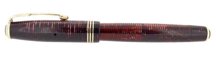 1934 PARKER BURGUNDY PEARL VACUMATIC DOUBLE JEWEL FOUNTAIN PEN RESTORED OFFERED BY ANTIQUE DIGGER