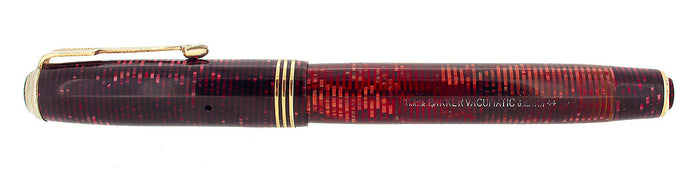 1934 PARKER BURGUNDY PEARL VACUMATIC DOUBLE JEWEL FOUNTAIN PEN RESTORED OFFERED BY ANTIQUE DIGGER
