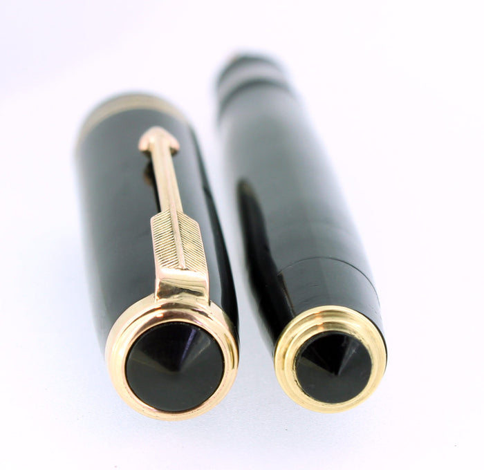 1934 PARKER JET BLACK STANDARD VACUMATIC DOUBLE JEWEL FOUNTAIN PEN RESTORED OFFERED BY ANTIQUE DIGGER
