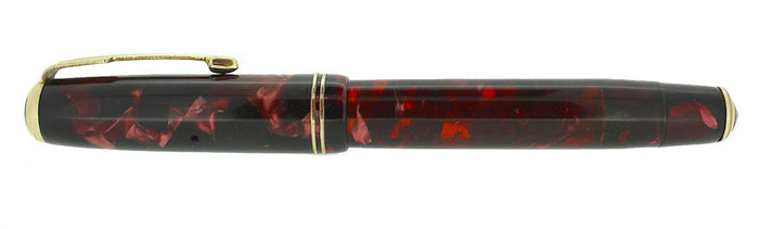 1935 PARKER BURGUNDY MOTTLED DOUBLE JEWEL VACUMATIC JR FOUNTAIN PEN RESTORED OFFERED BY ANTIQUE DIGGER