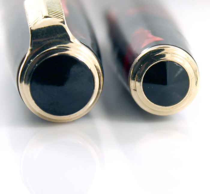 1935 PARKER BURGUNDY MOTTLED DOUBLE JEWEL VACUMATIC JR FOUNTAIN PEN RESTORED OFFERED BY ANTIQUE DIGGER