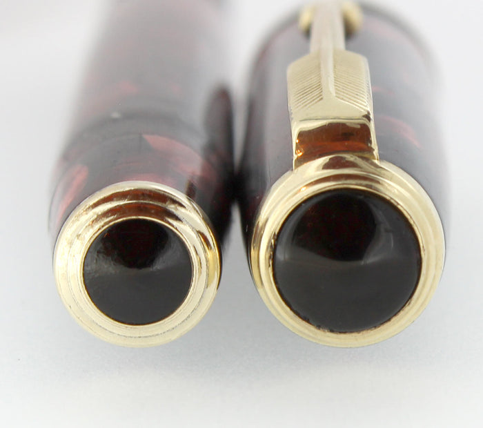 1935 PARKER BURGUNDY MOTTLED DOUBLE JEWEL VACUMATIC JR FOUNTAIN PEN RESTORED OFFERED BY ANTIQUE DIGGER