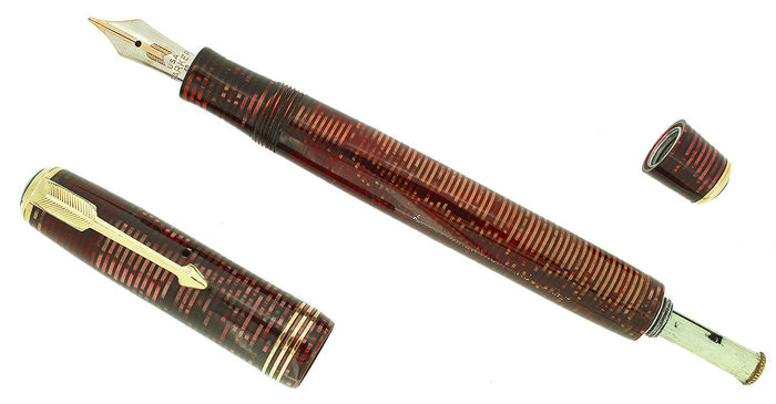1935 PARKER BURGUNDY PEARL STANDARD VACUMATIC FOUNTAIN PEN RESTORED OFFERED BY ANTIQUE DIGGER