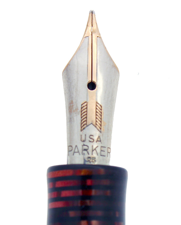 1935 PARKER BURGUNDY PEARL STANDARD VACUMATIC FOUNTAIN PEN RESTORED OFFERED BY ANTIQUE DIGGER