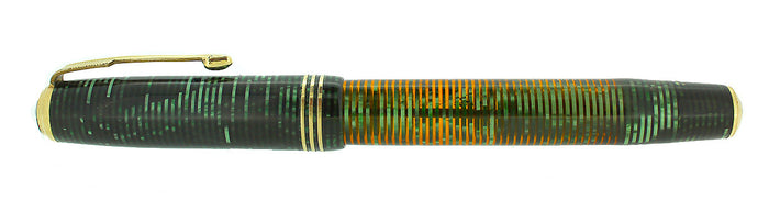 1935 PARKER EMERALD VACUMATIC DOUBLE JEWEL FOUNTAIN PEN STANDARD SIZE RESTORED OFFERED BY ANTIQUE DIGGER