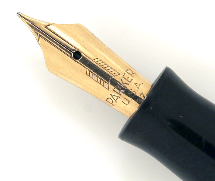1935 PARKER MOTTLED BURGUNDY DOUBLE JEWEL VACUMATIC JR FOUNTAIN PEN RESTORED OFFERED BY ANTIQUE DIGGER