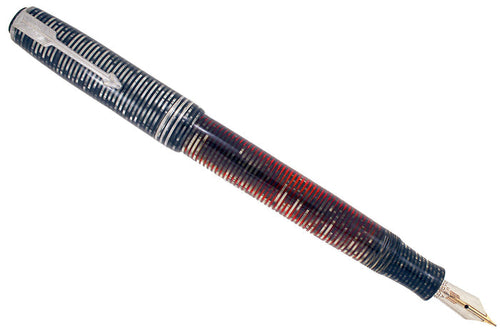 1935 PARKER SILVER PEARL CELLULOID DOUBLE JEWEL VACUMATIC FOUNTAIN PEN RESTORED OFFERED BY ANTIQUE DIGGER