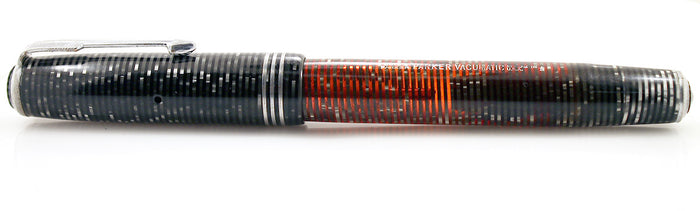 1935 PARKER SILVER PEARL CELLULOID DOUBLE JEWEL VACUMATIC FOUNTAIN PEN RESTORED OFFERED BY ANTIQUE DIGGER