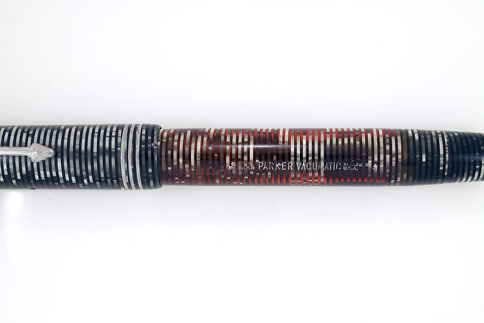 1935 PARKER SILVER PEARL CELLULOID DOUBLE JEWEL VACUMATIC FOUNTAIN PEN RESTORED OFFERED BY ANTIQUE DIGGER