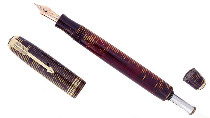 1936 PARKER GOLDEN PEARL STANDARD VACUMATIC DOUBLE JEWEL FOUNTAIN PEN RESTORED OFFERED BY ANTIQUE DIGGER