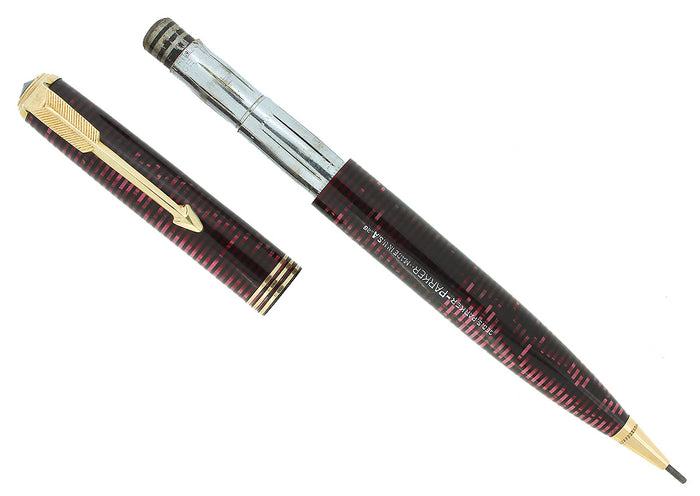 CIRCA 1936 PARKER VACUMATIC BURGUNDY PEARL STANDARD MECHANICAL PENCIL RESTORED OFFERED BY ANTIQUE DIGGER