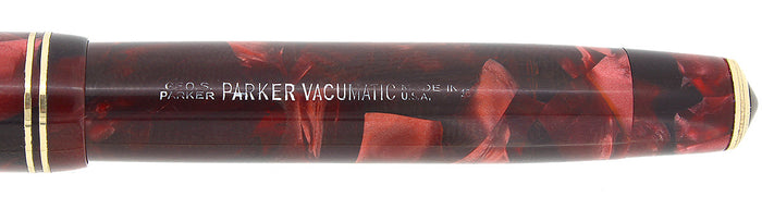 1936 PARKER VACUMATIC MOTTLED BURGUNDY DOUBLE JEWEL FOUNTAIN PEN RESTORED OFFERED BY ANTIQUE DIGGER
