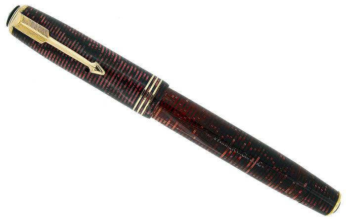 1937 PARKER BURGUNDY PEARL DOUBLE JEWEL VACUMATIC STANDARD SIZE FOUNTAIN PEN IN RESTORED CONDITION OFFERED BY ANTIQUE DIGGER