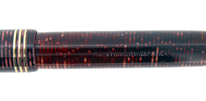 1937 PARKER BURGUNDY PEARL DOUBLE JEWEL VACUMATIC STANDARD SIZE FOUNTAIN PEN IN RESTORED CONDITION OFFERED BY ANTIQUE DIGGER