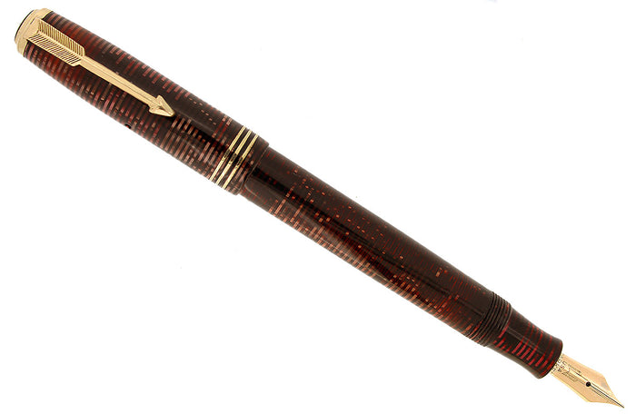 1937 PARKER BURGUNDY VACUMATIC DOUBLE JEWEL FOUNTAIN PEN STANDARD SIZE RESTORED OFFERED BY ANTIQUE DIGGER