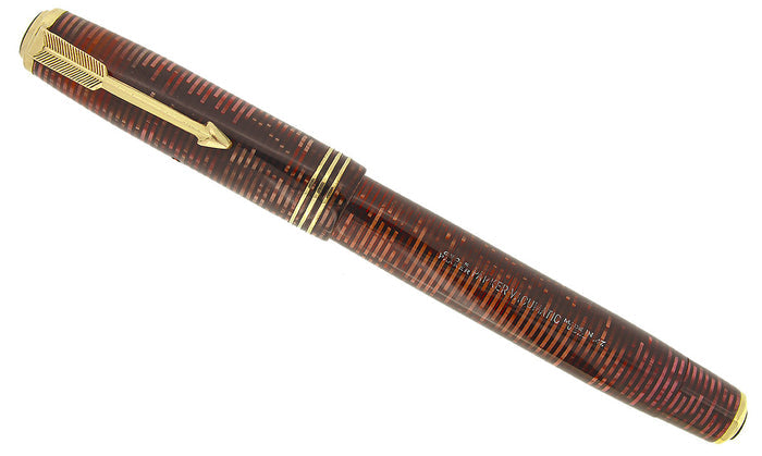 1937 PARKER BURGUNDY VACUMATIC DOUBLE JEWEL FOUNTAIN PEN STANDARD SIZE RESTORED OFFERED BY ANTIQUE DIGGER