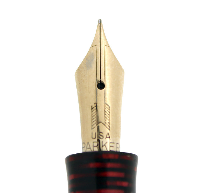 1937 PARKER BURGUNDY VACUMATIC DOUBLE JEWEL FOUNTAIN PEN STANDARD SIZE RESTORED OFFERED BY ANTIQUE DIGGER
