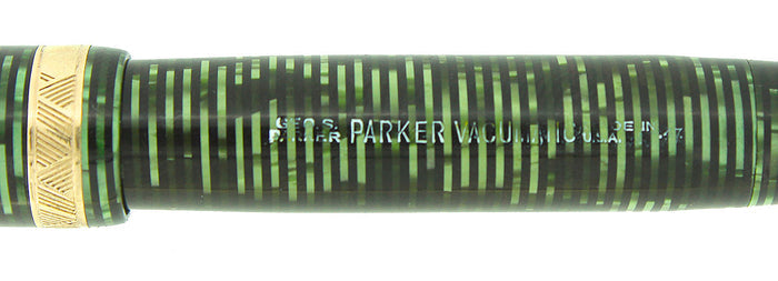 1937 PARKER EMERALD PEARL DOUBLE JEWEL VACUMATIC FOUNTAIN RESTORED EARLY STYLE OFFERED BY ANTIQUE DIGGER